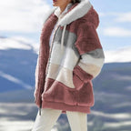 Women's Coat | Multicolor Hooded Cashmere | Zip Closure & Pockets