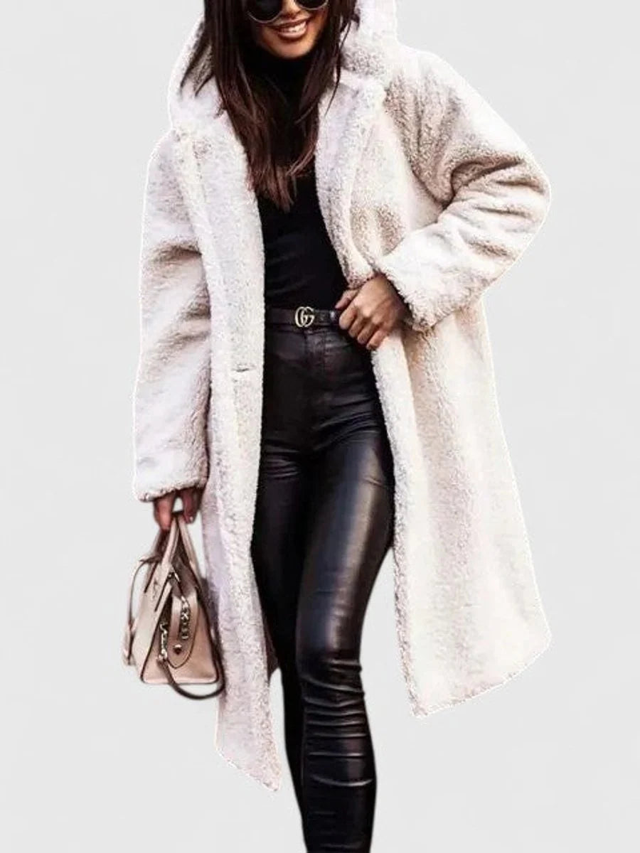 Women's Coat | Teddy Fleece & Oversized Cocoon | Extra Long