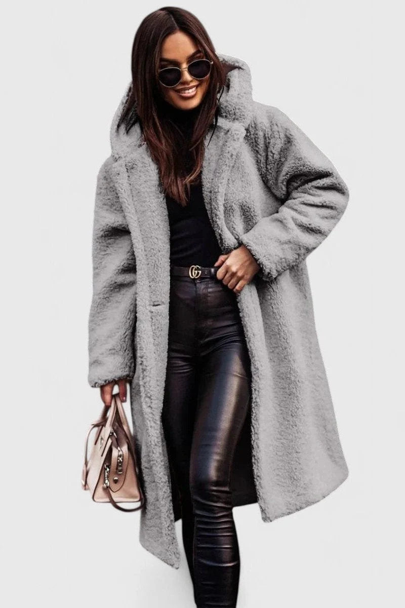 Women's Coat | Teddy Fleece & Oversized Cocoon | Extra Long