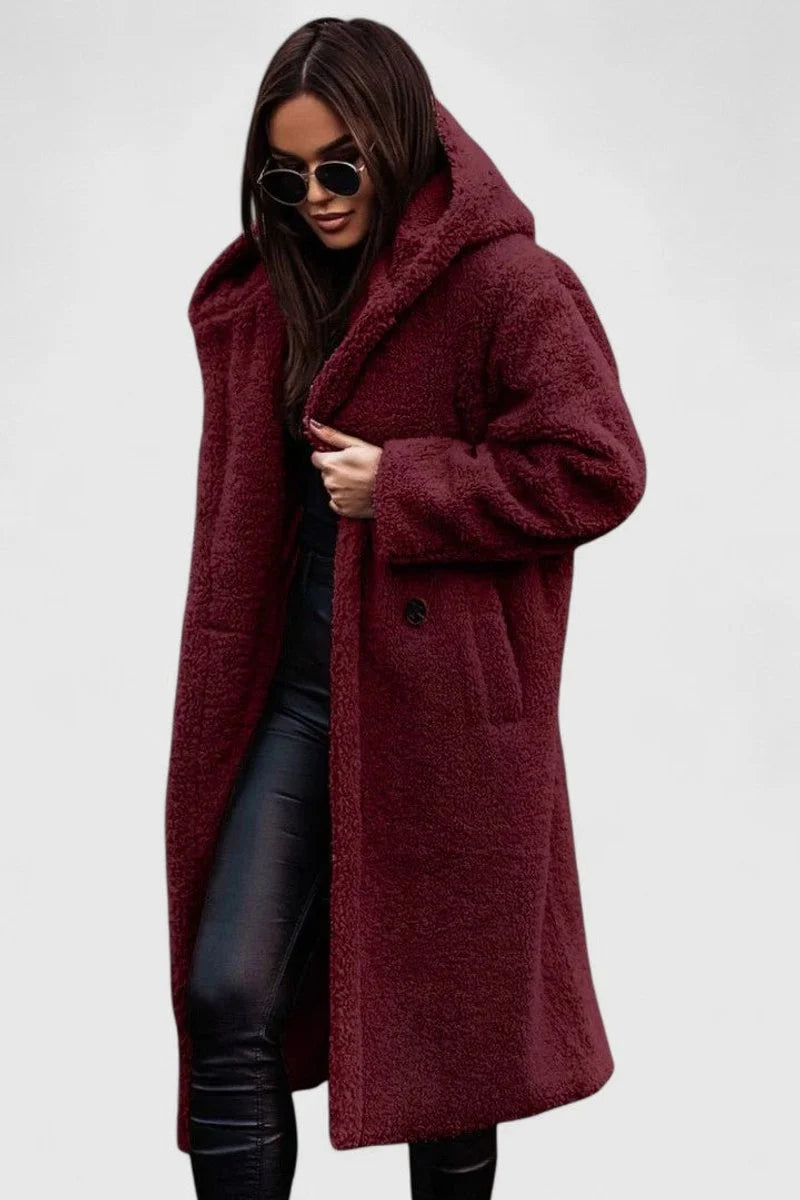 Women's Coat | Teddy Fleece & Oversized Cocoon | Extra Long