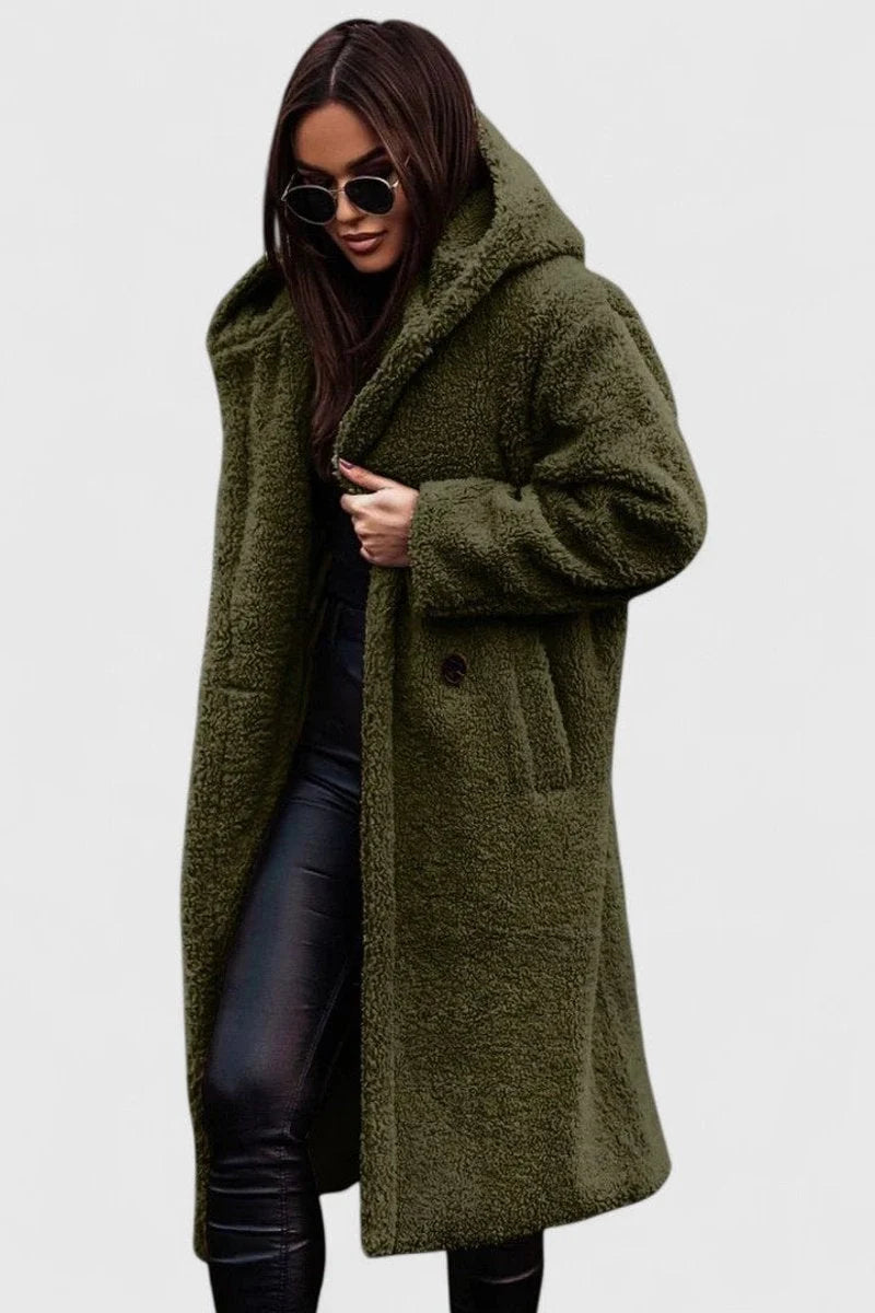 Women's Coat | Teddy Fleece & Oversized Cocoon | Extra Long