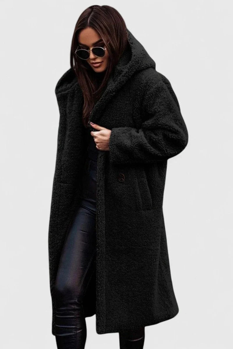 Women's Coat | Teddy Fleece & Oversized Cocoon | Extra Long