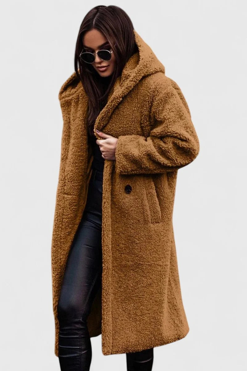 Women's Coat | Teddy Fleece & Oversized Cocoon | Extra Long