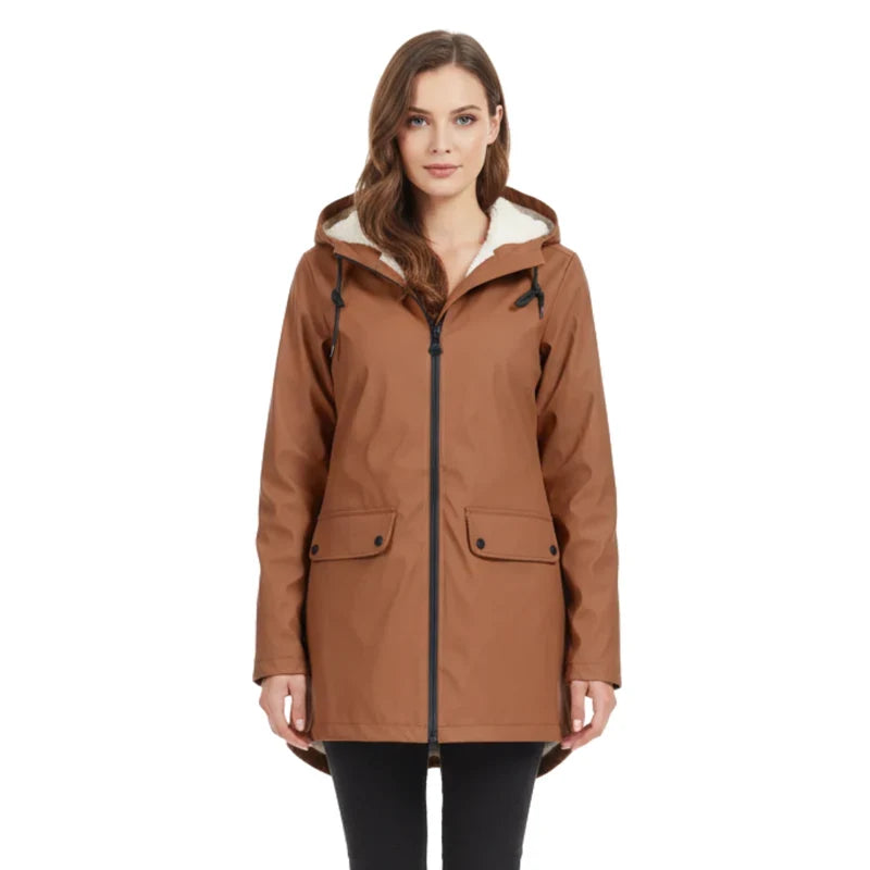 Women's Raincoat | Water- & Windproof Fleece-Lined | Adjustable Hood