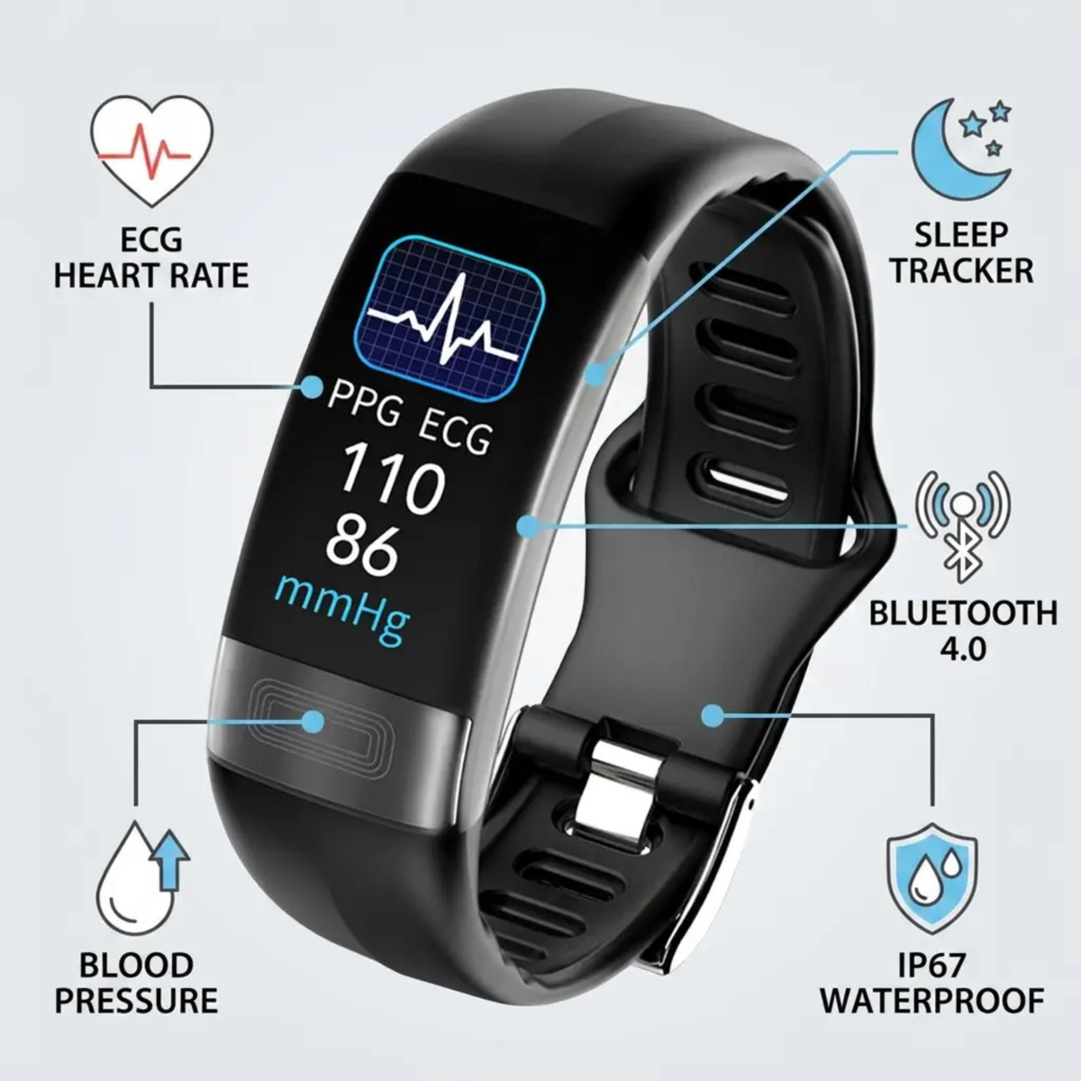 Women's Smartwatch | ECG & Heart Rate Monitoring | Silicone Strap