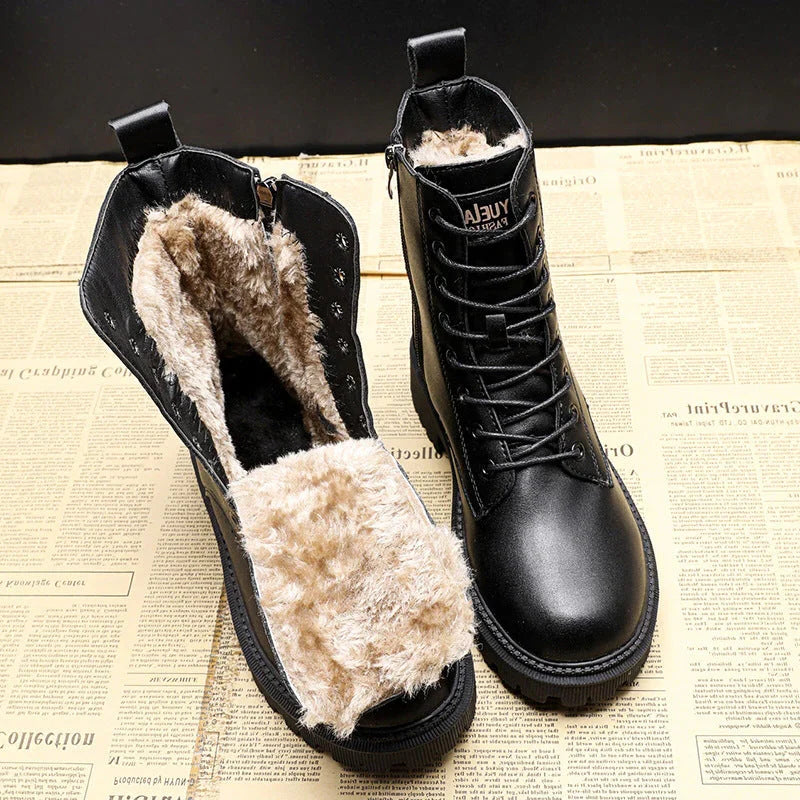 Women's Winter Boots | Black Leather & Insulated Lining | Non-Slip Sole