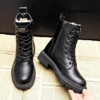 Women's Winter Boots | Black Leather & Insulated Lining | Non-Slip Sole
