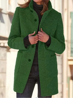 Women's Wool Coat | Wool-Polyester Blend & Button Closure