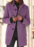 Women's Wool Coat | Wool-Polyester Blend & Button Closure