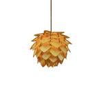 Pendant Lamp | Carved Pinecone Pine Wood Shade | Adjustable Cord