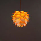Pendant Lamp | Carved Pinecone Pine Wood Shade | Adjustable Cord