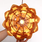 Pendant Lamp | Carved Pinecone Pine Wood Shade | Adjustable Cord