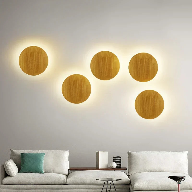 Wall Lamp | Scandinavian Wood Base & Linen Shade | Integrated LED