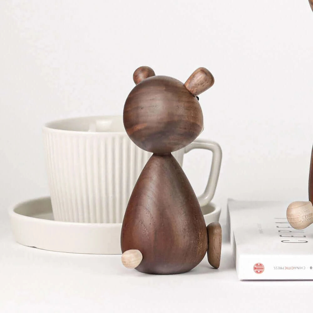 Wooden Bear Ornament | Handcrafted Walnut & Beech | Small & Large