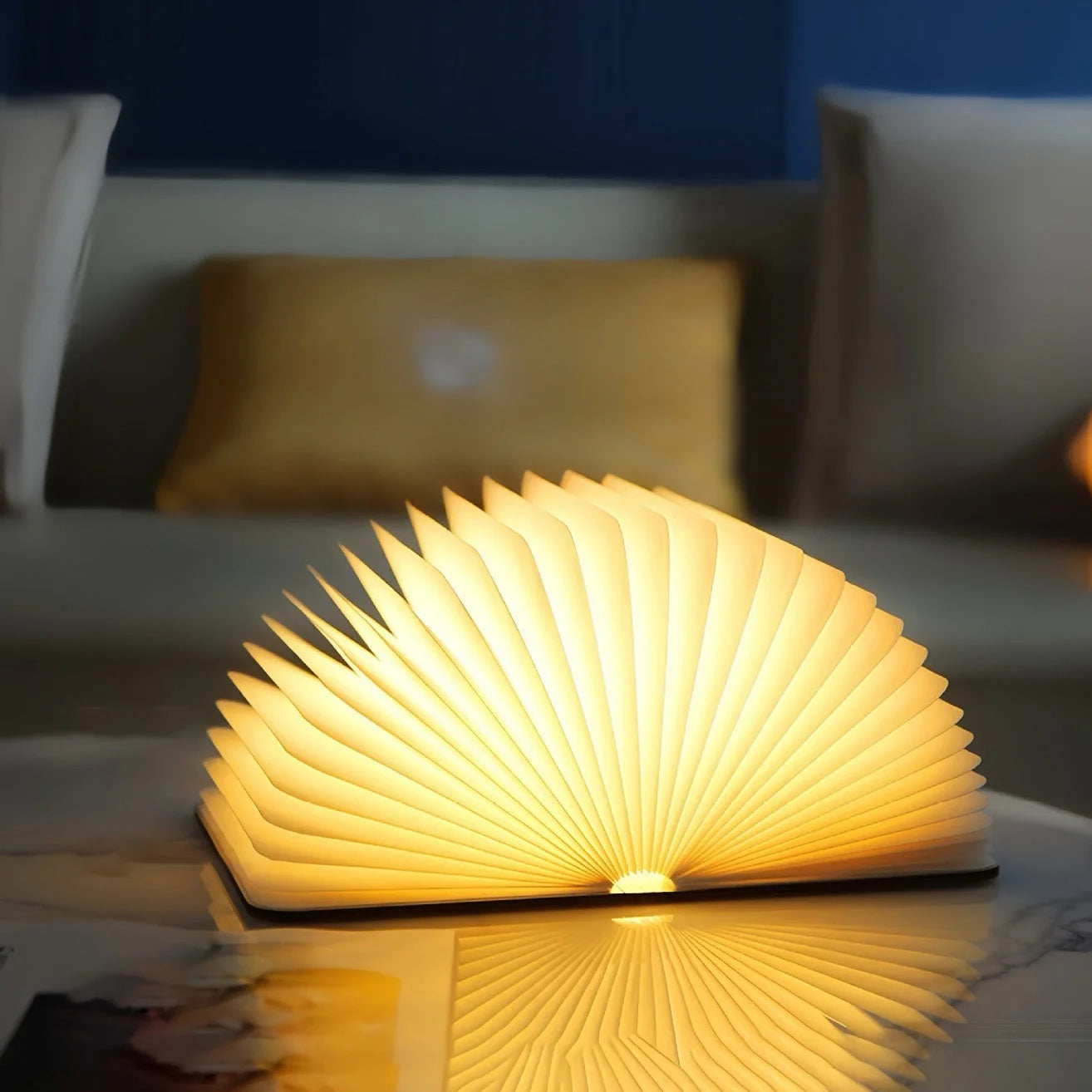 Wooden Book Lamp | Foldable LED Pages | USB Rechargeable, Three Wood Finishes
