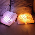 Wooden Book Lamp | Foldable LED Pages | USB Rechargeable, Three Wood Finishes