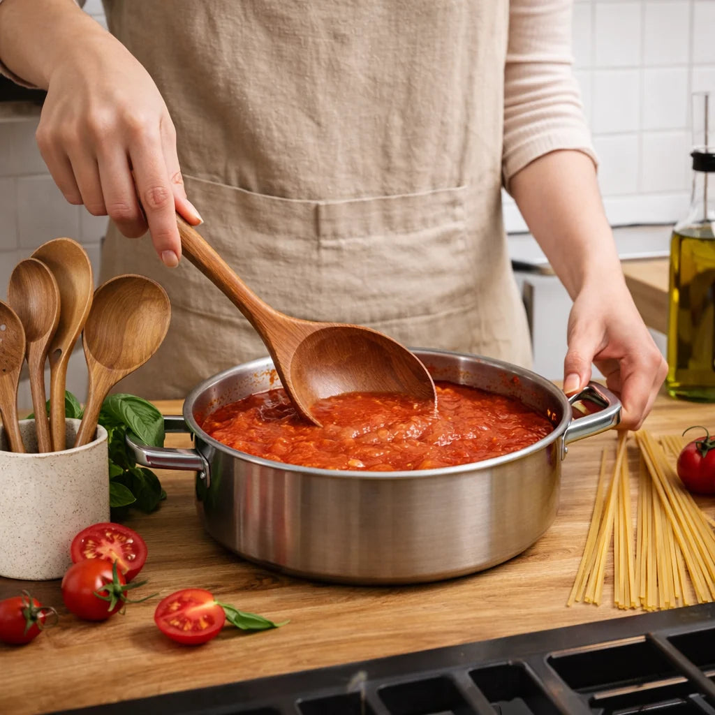 Wooden Cooking Utensils Set | Natural Hardwood & Food-Grade Finish | 7-Piece