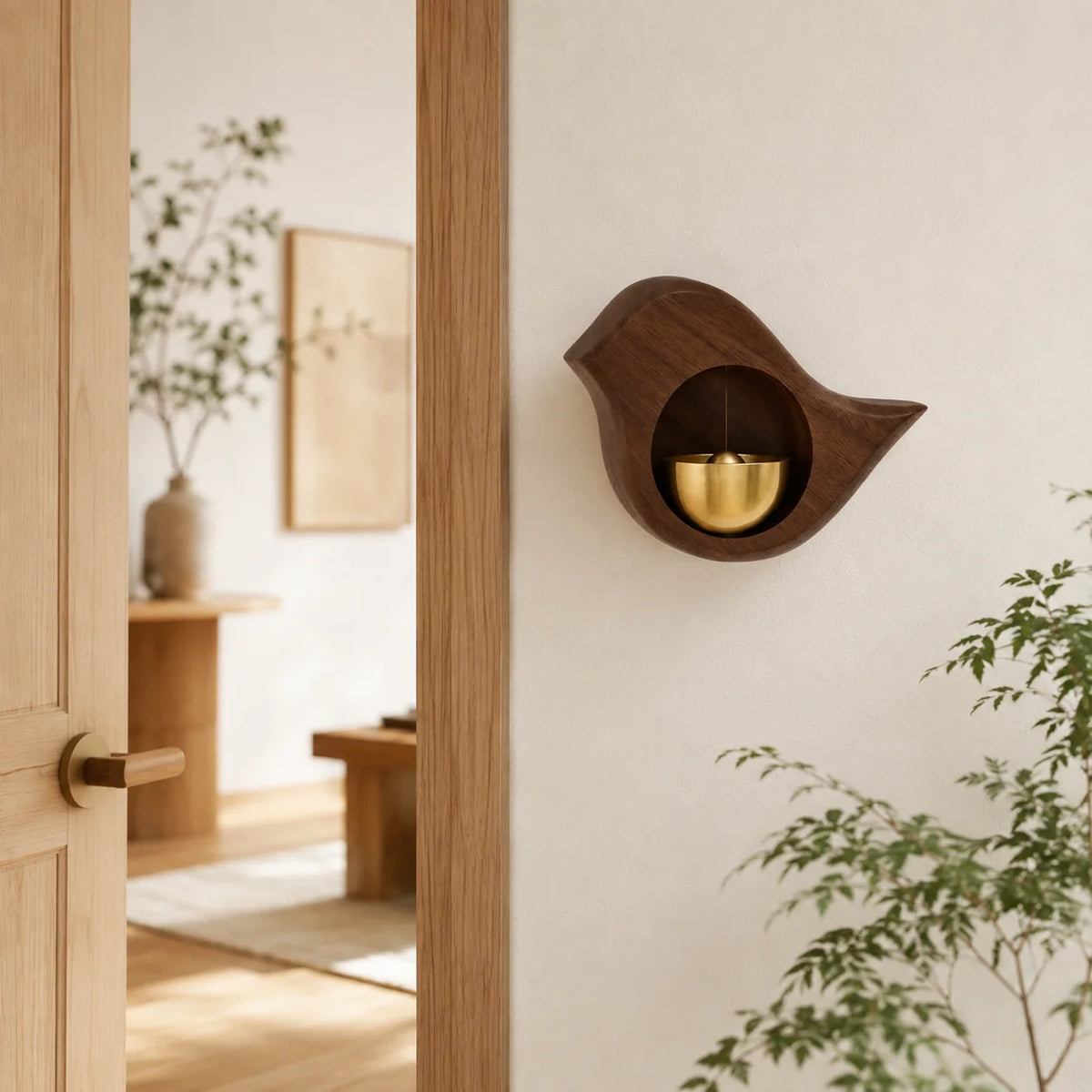 Wooden Doorbell | Soft Melody Chime & Easy Install | Oval & Bird Styles