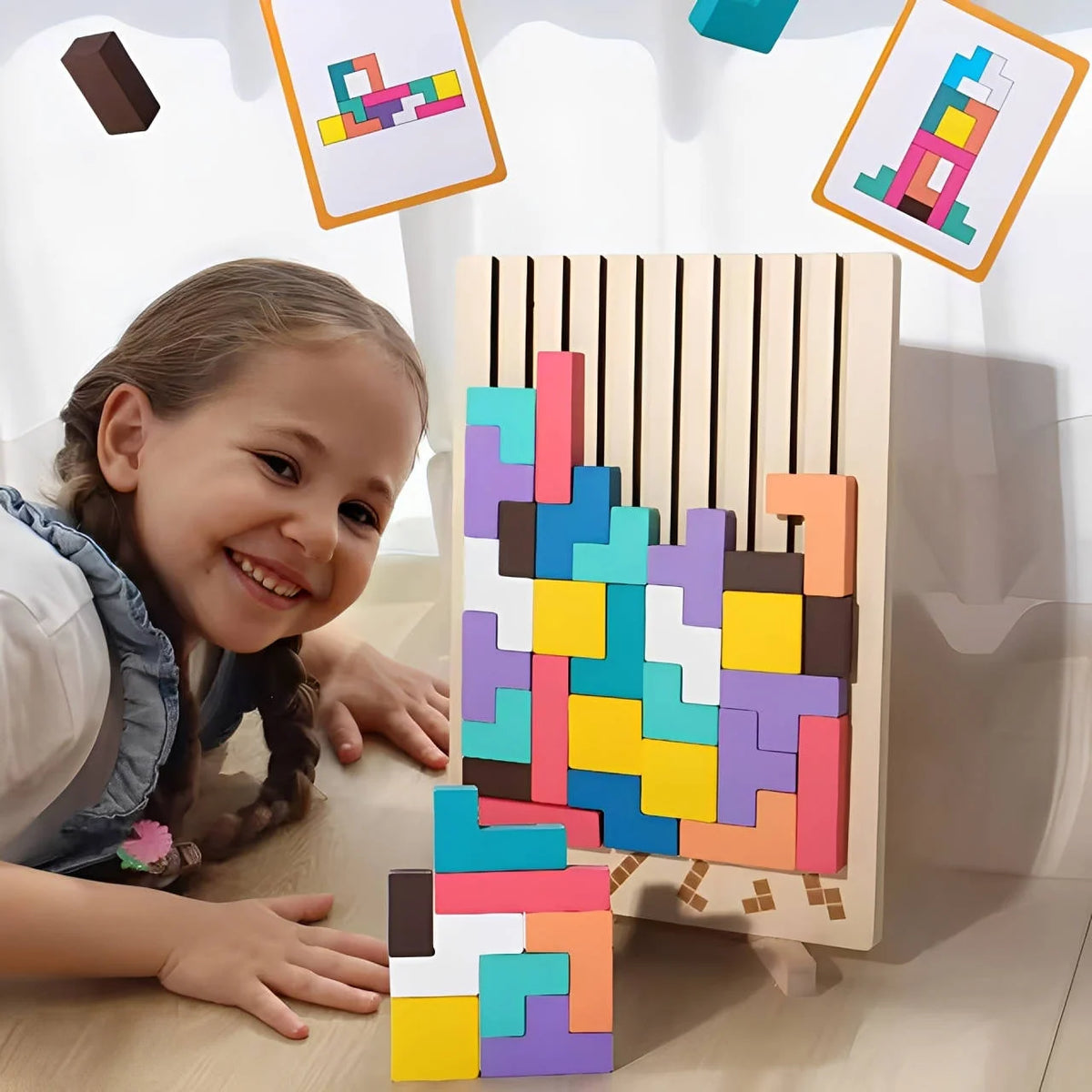 Wooden Puzzle Set | Shape-Matching Blocks & Smooth Wood | 42-Piece Set