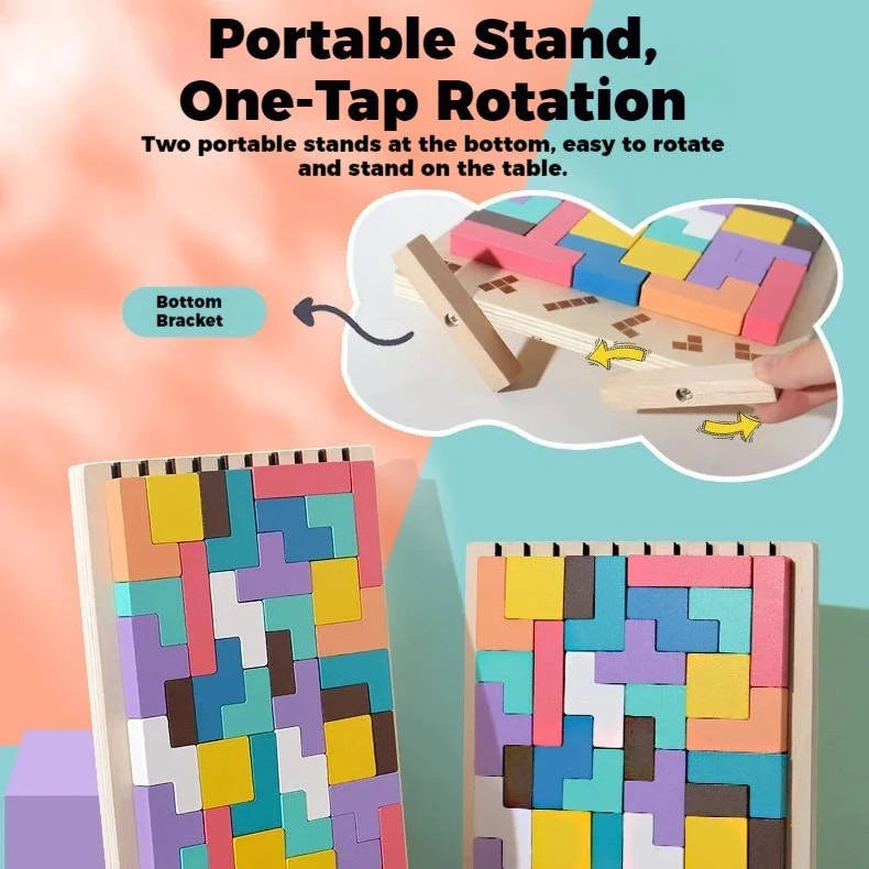 Wooden Puzzle Set | Shape-Matching Blocks & Smooth Wood | 42-Piece Set