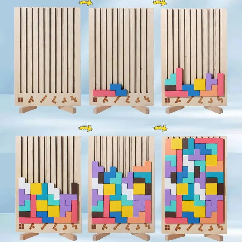 Wooden Puzzle Set | Shape-Matching Blocks & Smooth Wood | 42-Piece Set