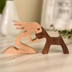 Wooden Sculpture | Hand-Carved Dog & Owner Motif | 14 × 10 × 4 cm