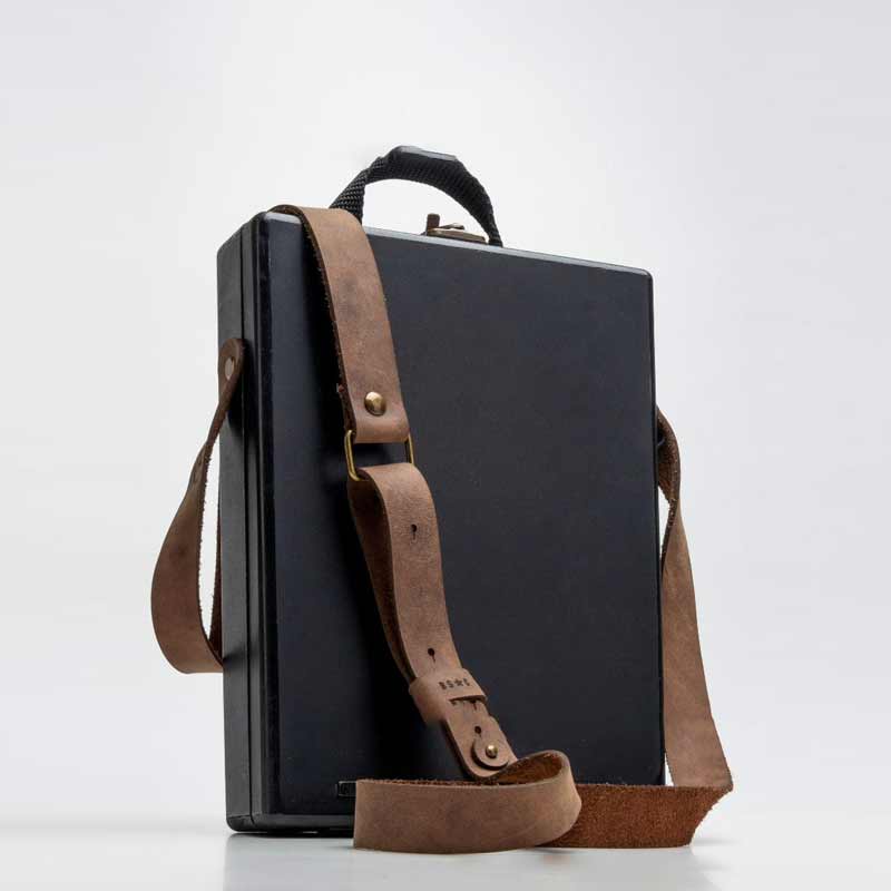 Storage Box | Briefcase-Style Clips & Leather Cover | A5 Desk Organizer