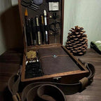 Storage Box | Briefcase-Style Clips & Leather Cover | A5 Desk Organizer
