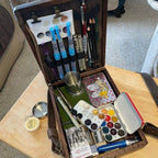 Storage Box | Briefcase-Style Clips & Leather Cover | A5 Desk Organizer