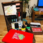 Storage Box | Briefcase-Style Clips & Leather Cover | A5 Desk Organizer