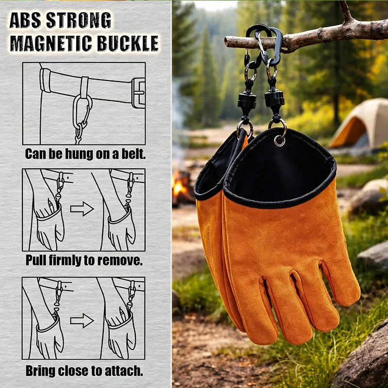 Work Gloves | Thickened Cowhide, Heat-Resistant & Magnetic Buckle