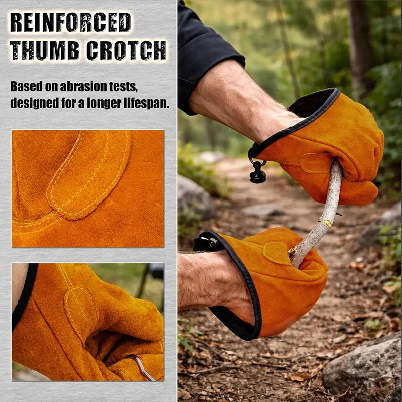 Work Gloves | Thickened Cowhide, Heat-Resistant & Magnetic Buckle