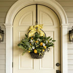 Woven Door Wreath with Lemons and Flowers