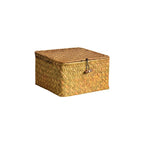 Woven Storage Basket | Natural Seagrass & Hinged Lid | Stackable