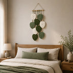 Woven Wall Tapestry | Handwoven Cotton & Cascading Leaf | 9.8 x 21.6 in