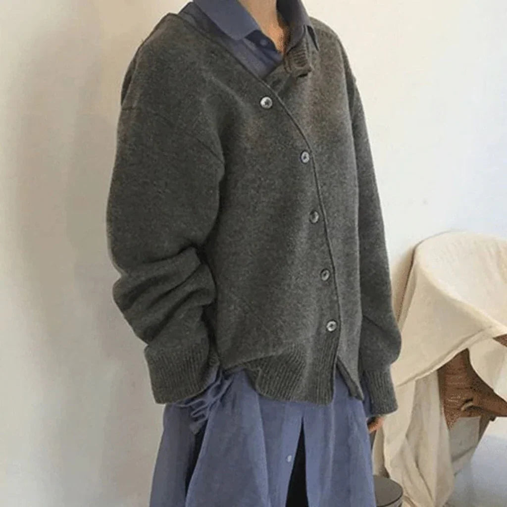 Wrap Cardigan | Cashmere & Asymmetrical Button